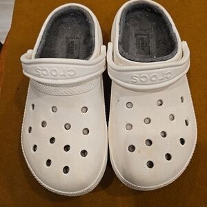 Crocs Classic White Clog with gray comfort liner Unisex Men's 5 women's 7